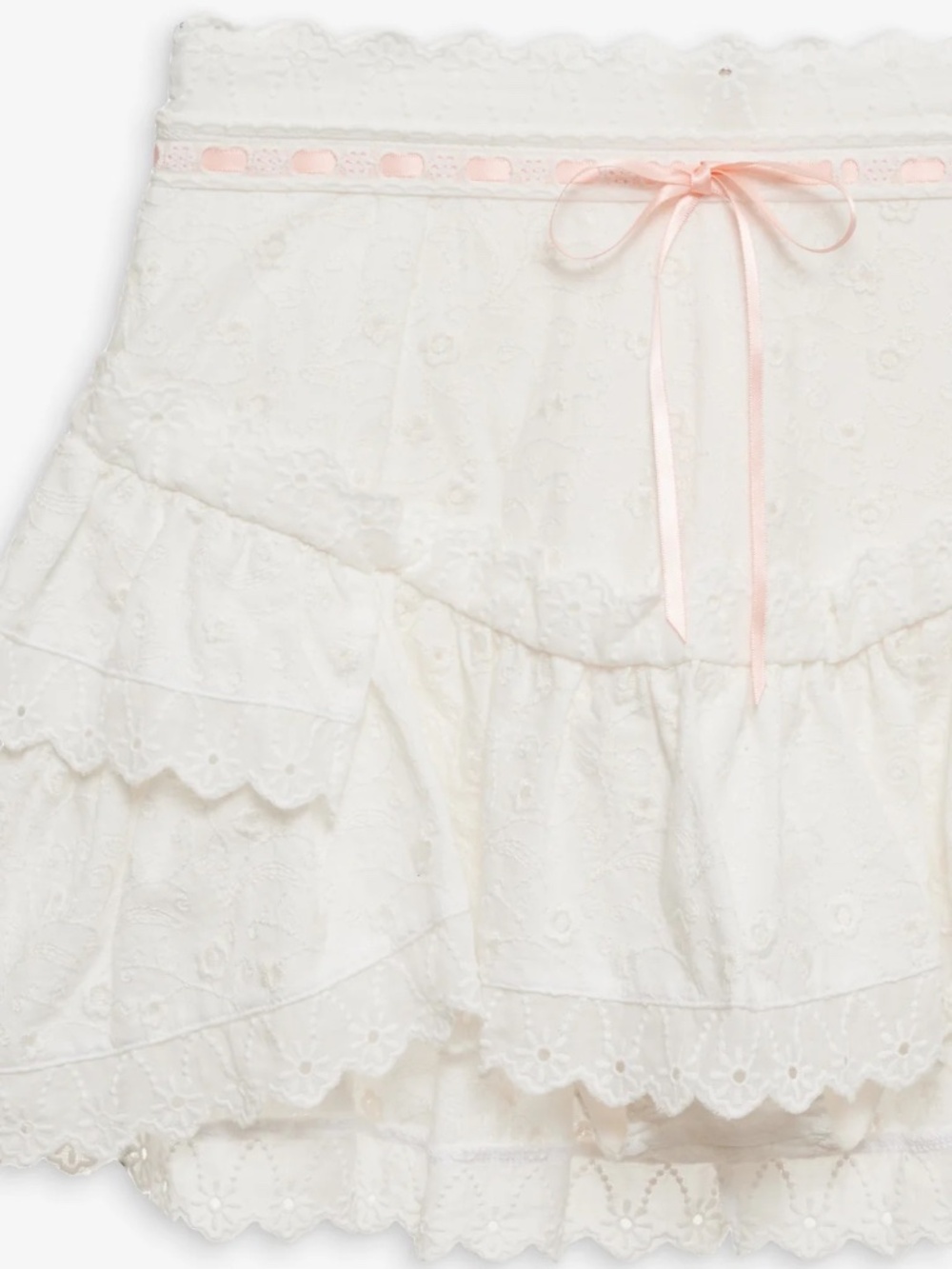 For Love & Lemons Summer Swirl Eyelet Mini Skirt / XS / White / NWT - Picture 4 of 11